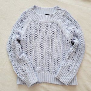 J Crew Chunky Knit Shale Powder Blue Wide Neck Beach Sweater, Size Small